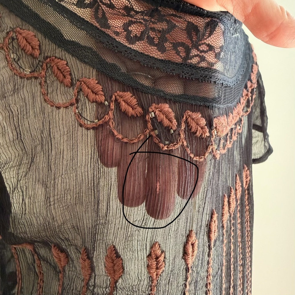 Free People Black Sheer Embroidered Dress with Lace 20s Inspired - Picture 8 of 10